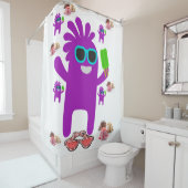 Paarse kinder douche gordijnen wit (In situ)