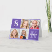  Paarse Kinder foto Birthday Girl Kaart (Voorkant)