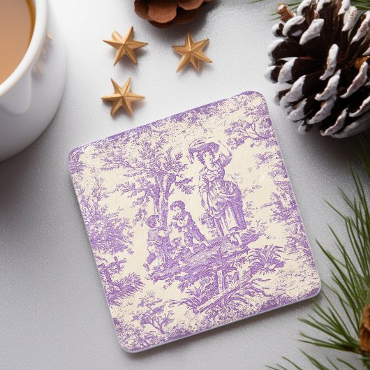  paarse kinder Toile de Jouy afgedrukt Stenen Onderzetter