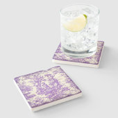  paarse kinder Toile de Jouy afgedrukt Stenen Onderzetter (Zijkant)