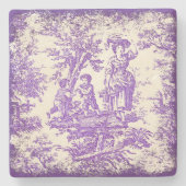  paarse kinder Toile de Jouy afgedrukt Stenen Onderzetter (Voorkant)