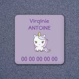 Paarse Kinderen Etiket met een Cute Unicorn Labels