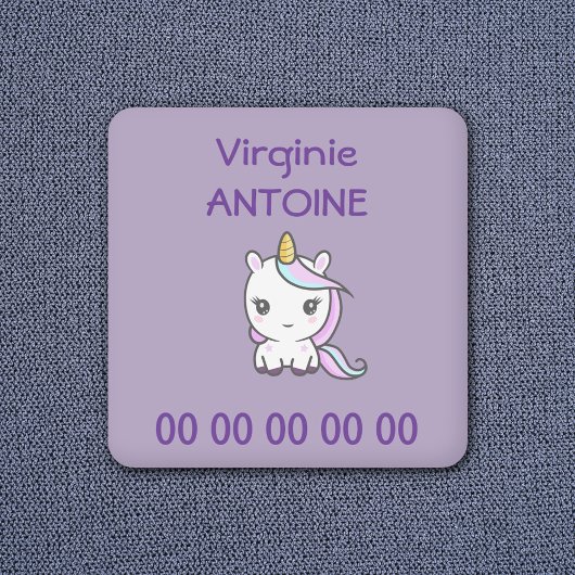 Paarse Kinderen Etiket met een Cute Unicorn Labels