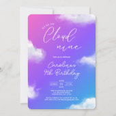 Paarse kinderen verjaardagsfeestje kaart (Voorkant)