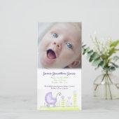 Paarse kinderwagen Baby Geboortekaart Foto Kaart (Staand voorkant)