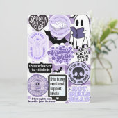 Paarse Kindle Insert Girlie Spooky Bookish Ghost Feestdagenkaart (Staand voorkant)