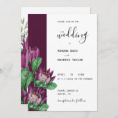 Paarse King Protea Waterverf Art Kaart (Voorkant / Achterkant)