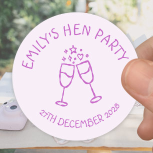 Paarse Kip Feest Voor Het Bachelorette Feest Ronde Sticker
