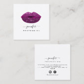 Paarse KISS LIPS Make-up Artiest Wit Social Media Vierkante Visitekaartje (Voorkant / Achterkant)