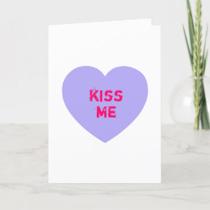 Paarse Kiss me Conversation Heart Feestdagen Kaart
