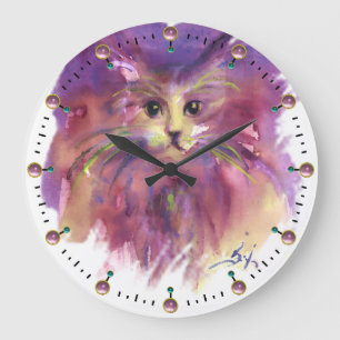 PAARSE KITTEN, CUTE KITTY CAT-PORTRAIT-edelstenen Grote Klok