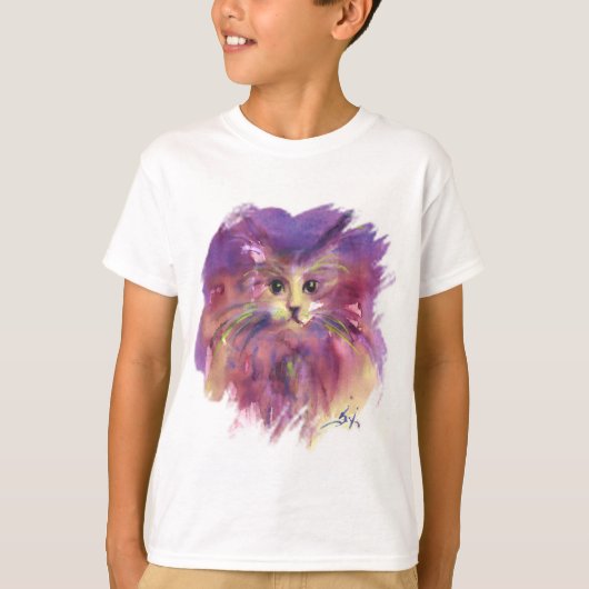 PAARSE KITTEN, CUTE KITTY CAT-PORTRAT T-SHIRT (Voorkant)