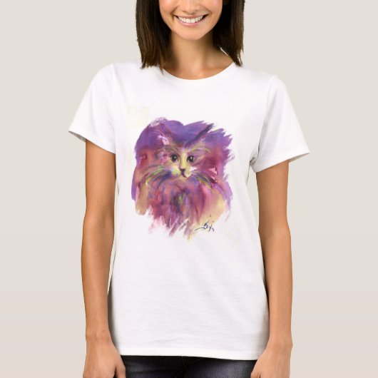 PAARSE KITTEN, CUTE KITTY CAT-PORTRAT T-SHIRT (Voorkant)