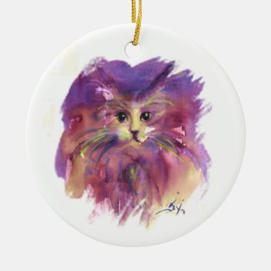 PAARSE KITTEN, KITTY CAT-PORTRAIT KERAMISCH ORNAMENT (Voorkant)