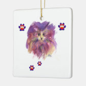 PAARSE KITTEN, KITTY CAT-PORTRAIT, kleurrijke pokk Keramisch Ornament (Links)