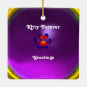 PAARSE KITTEN, KITTY CAT-PORTRAIT, kleurrijke pokk Keramisch Ornament (Achterkant)