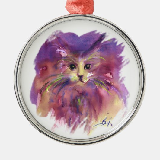 PAARSE KITTEN, KITTY CAT-PORTRAIT METALEN ORNAMENT (Voorkant)