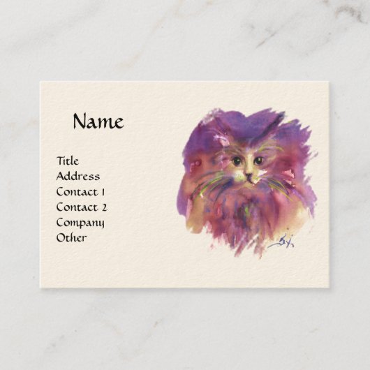 PAARSE KITTEN, KITTY CAT PORTRAIT, White Cream Visitekaartje (Voorkant)