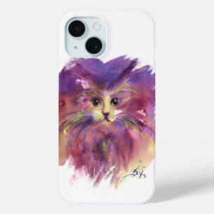 PAARSE KITTEN, KITTY CAT-PORTRAIT, wit iPhone 15 Case