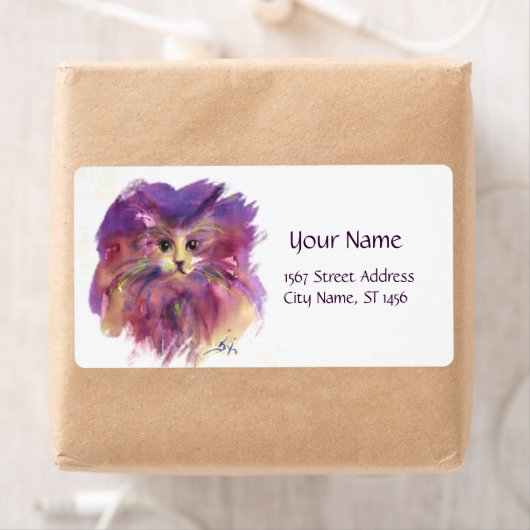 PAARSE KITTEN, KITTY CAT-PORTRAIT, wit Etiket (Insitu)