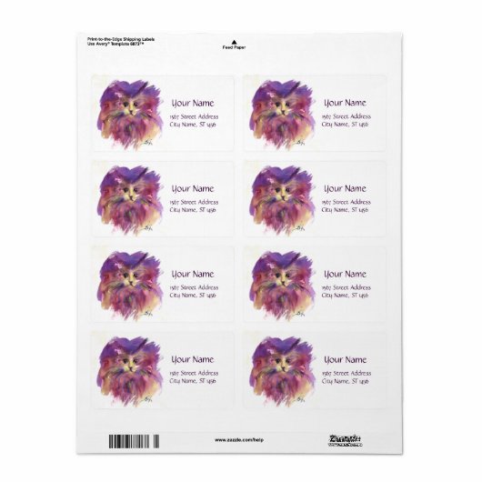 PAARSE KITTEN, KITTY CAT-PORTRAIT, wit Etiket (Full Sheet)