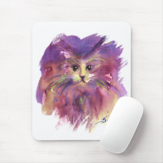 PAARSE KITTEN, KITTY CAT-PORTRAIT, wit Muismat (Met muis)