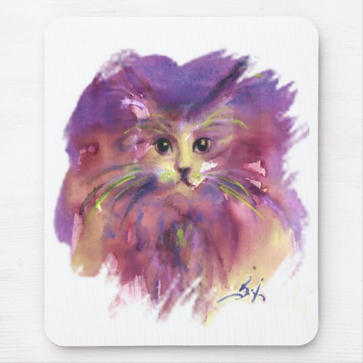 PAARSE KITTEN, KITTY CAT-PORTRAIT, wit Muismat (Voorkant)