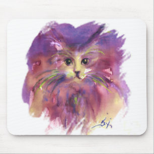 PAARSE KITTEN, KITTY CAT-PORTRAIT, wit Muismat