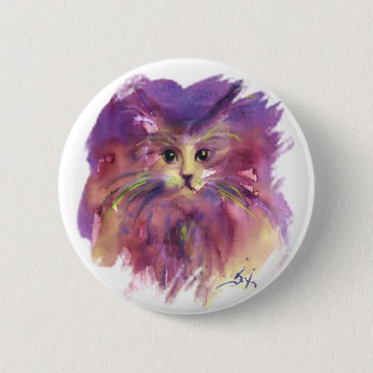 PAARSE KITTEN, KITTY CAT-PORTRAIT, wit Ronde Button 5,7 Cm (Voorkant)