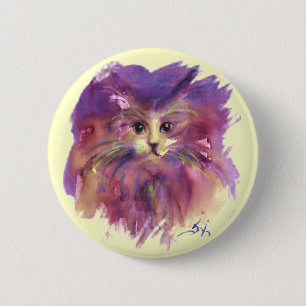 PAARSE KITTEN, KITTY CAT PORTRAT RONDE BUTTON 5,7 CM