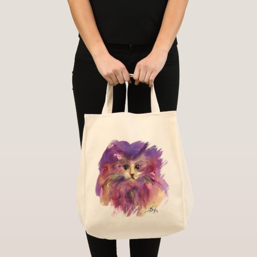 PAARSE KITTEN, KITTY CAT PORTRAT TOTE BAG (Voorkant (product))