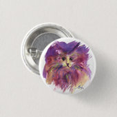 PAARSE KITTEN , KITTY KAT PORTRET RONDE BUTTON 3,2 CM (Voorkant /achterkant)