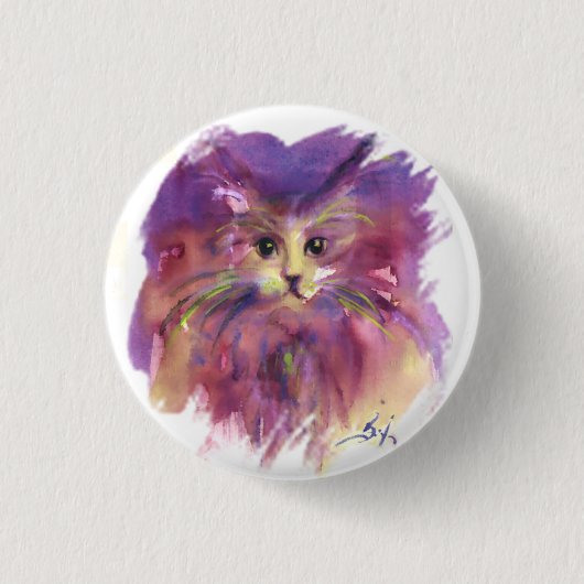 PAARSE KITTEN , KITTY KAT PORTRET RONDE BUTTON 3,2 CM (Voorkant)