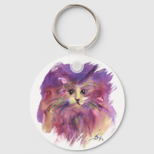 PAARSE KITTEN , KITTY KAT PORTRET SLEUTELHANGER (Voorkant)