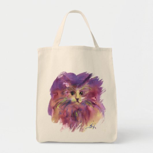PAARSE KITTEN , KITTY KAT PORTRET TOTE BAG (Voorkant)