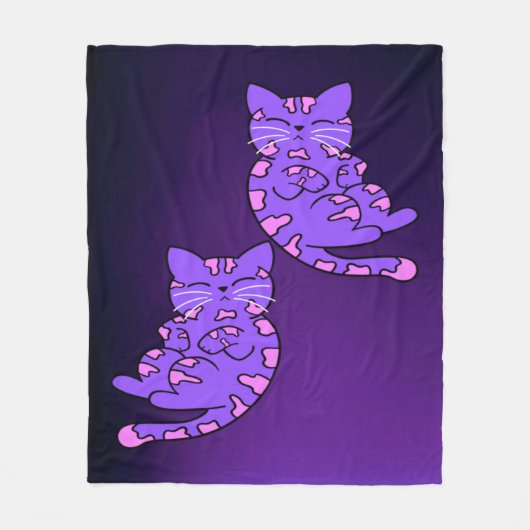 Paarse Kitten Twins 2 Fleece Deken (Voorkant)