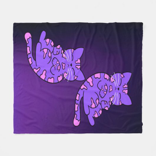Paarse Kitten Twins 2 Fleece Deken (Voorkant (Horizontaal))