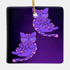 Paarse Kitten Twins 2 Keramisch Ornament