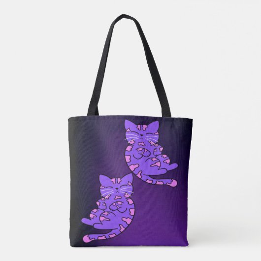 Paarse Kitten Twins 2 Tote Bag (Achterkant)