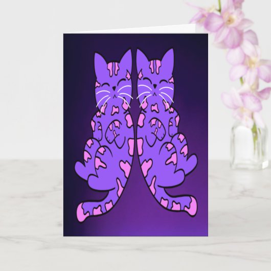 Paarse Kitten Twins Kaart (Orchidee)