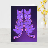 Paarse Kitten Twins Kaart (Gele Bloem)