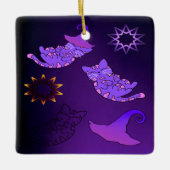 Paarse Kittens met hekse Petten en sterren Keramisch Ornament (Voorkant)