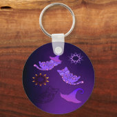 Paarse Kittens met hekse Petten en sterren Sleutelhanger (Voorkant)