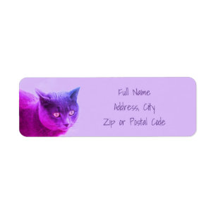 Paarse Kitty Cat Etiket