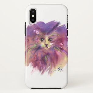 PAARSE KITTY,KATTEN PORTRET, Wit Case-Mate iPhone Case