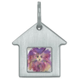 PAARSE KITTY,KATTENPORTRET HUISDIEREN NAAMPLAATJE