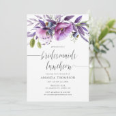 Paarse Klaproos Bloemige Bruidsmeisjes Lunch Uitno Kaart (Staand voorkant)