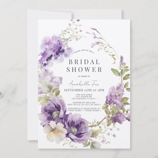 Paarse klaproos & Lila bloemig Vrijgezellenfeest Kaart (Voorkant)