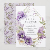 Paarse klaproos & Lila bloemig Vrijgezellenfeest Kaart (Voorkant / Achterkant)