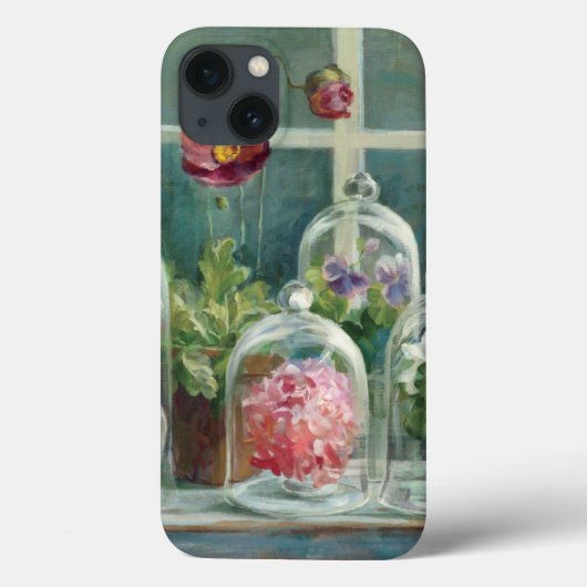 Paarse klaprozen op een vensterbank Case-Mate iPhone case (Achterkant)